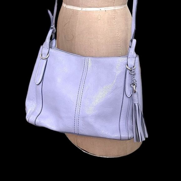 Vintage Cole Haan Pebbled Lavender Leather Shoulder Bag - Picture 1 of 14